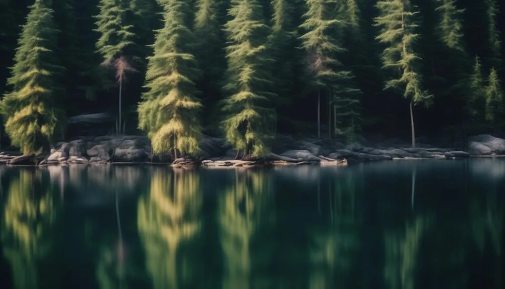 cedar trees and water