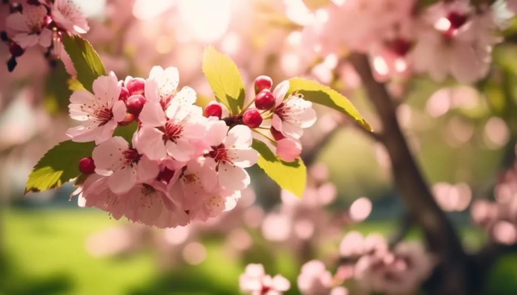 cherry trees and sunlight