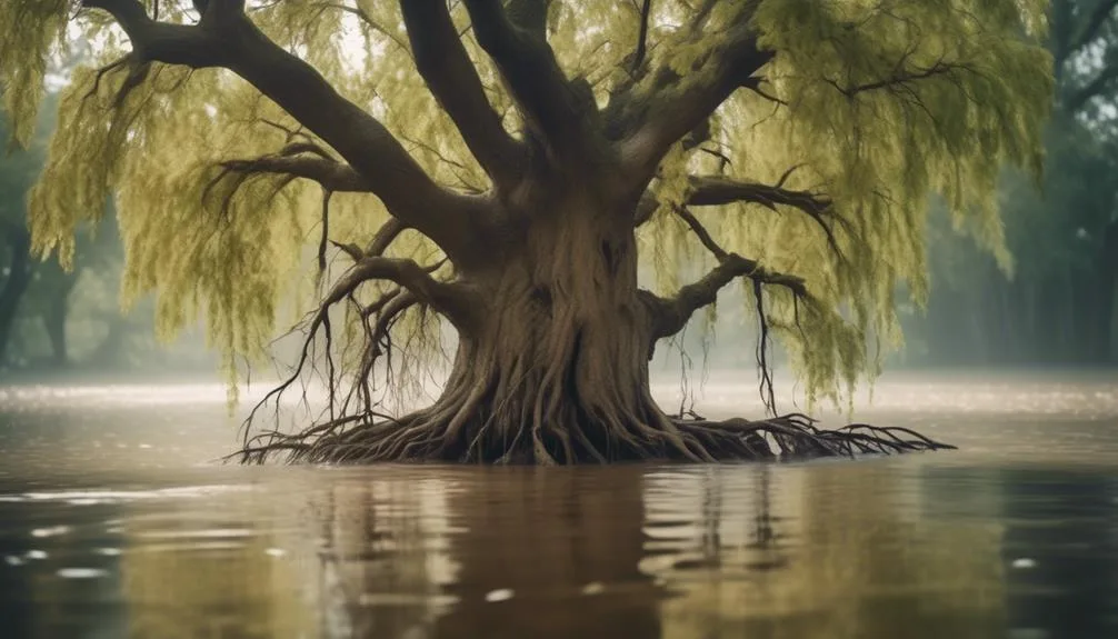 elm trees and flooded soil