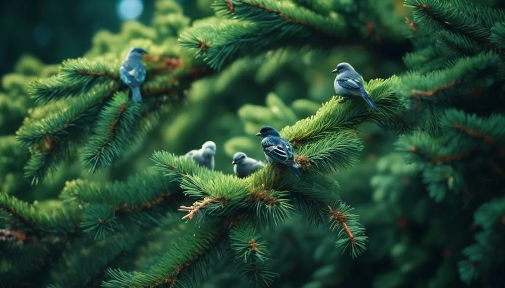 spruce tree attracts birds