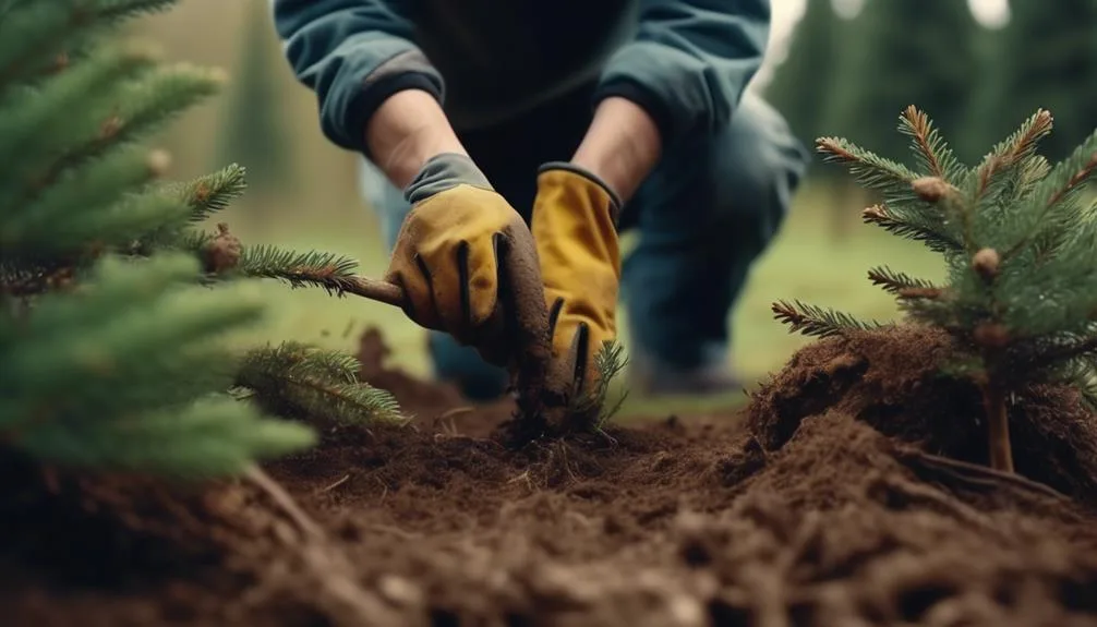 transplanting young spruce trees